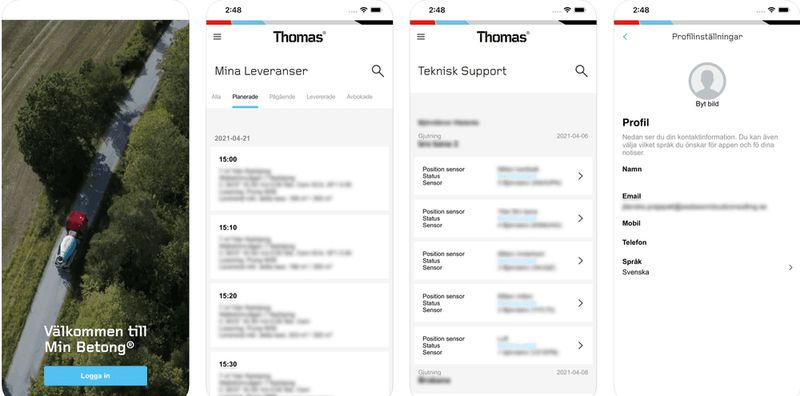 Thomas Min Betong app för betongleveranser